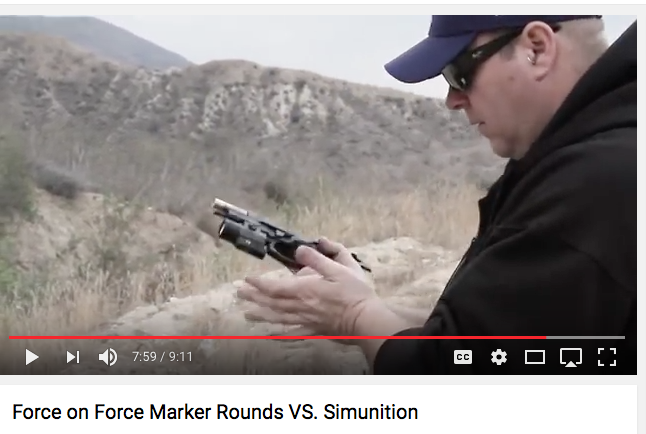 YouTube video of functional tests between SIMUNITION FX Marking Cartridges and ATK Force on Force ammunition
